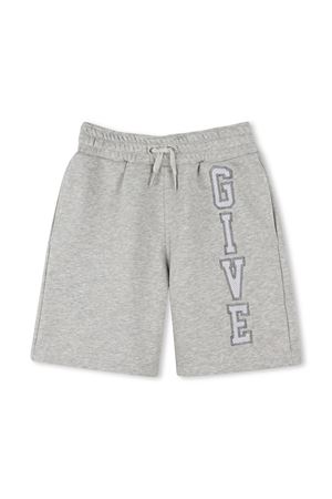 Shorts in misto cotone grigio chiaro GIVENCHY KIDS | H30714A01